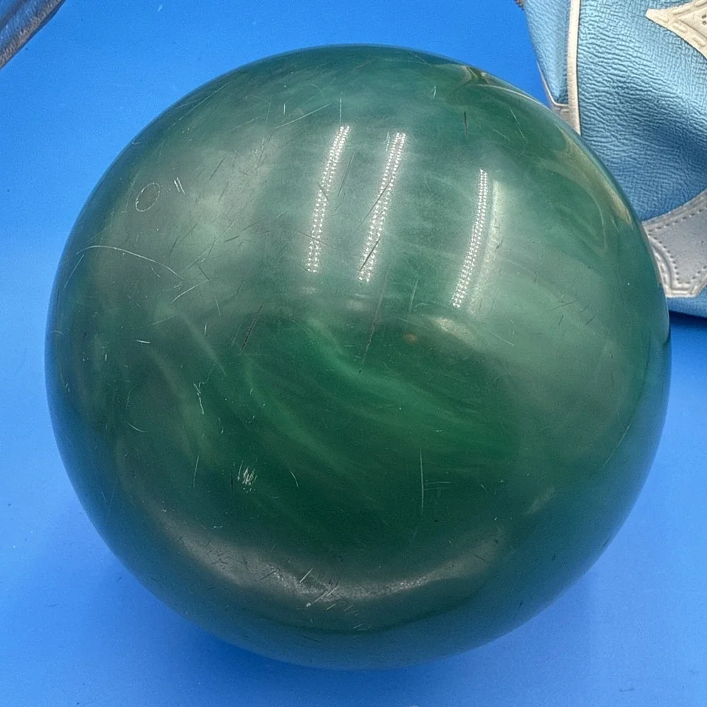 Vintage Retro Baby Blue Bowling Ball Bag and Ebonite Galaxie 300 10 Lbs